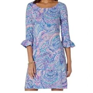 Lilly Pulitzer Sophie Ruffle Dress, Pink Purple Blue, Size XS, pit to pit 15”
